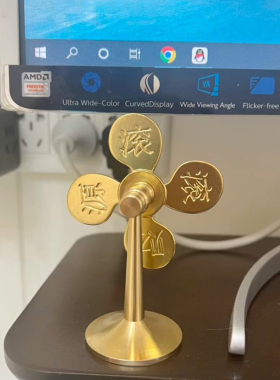 风生水起风车黄铜转转车招财进宝财源广进小风扇开运礼物礼品摆件