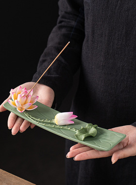 陶瓷莲花线香插手工捏家居
