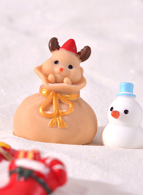 圣诞摆件微景观造景小摆件圣诞节礼物雪人老人麋鹿树脂工艺品配件