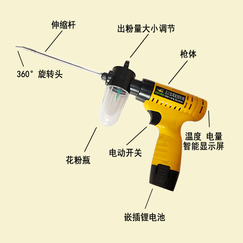大黄蜂电动授粉器猕猴桃梨苹果桃受粉枪点花喷花工具果树授粉神器 - 图2