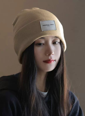 冬季帽子女保暖防寒毛线帽针织帽秋冬韩版百搭月子帽骑车护耳冷帽
