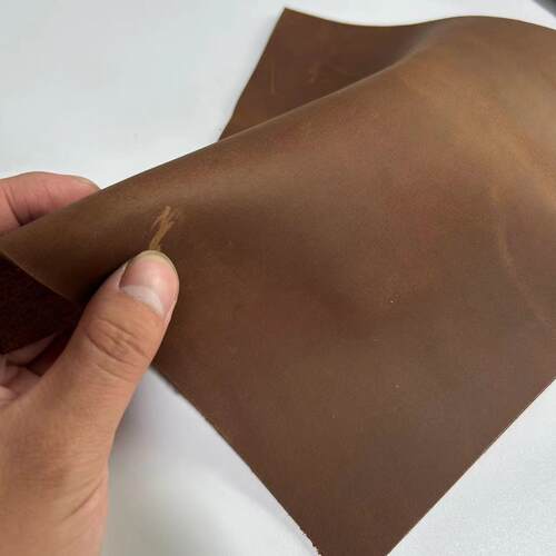 整张进口硬挺头层油蜡变色疯马皮牛皮皮料真皮面料刀鞘手工diy2mm - 图1