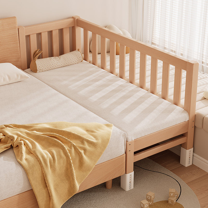 榉木婴儿拼接床实木儿童床边加宽大人可睡扩宽神器可调高度延长床,淘宝优惠券,粉丝福利购,淘宝优惠卷