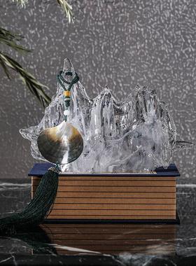 新中式水墨山意境售楼处会所酒店样板房关玄软装饰品摆件工厂直销