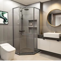 Extremely Narrow Diamond Type Shower Room Home Toilet Dry Wet Separation Glass Door Integral Bathroom Partition Bath Room