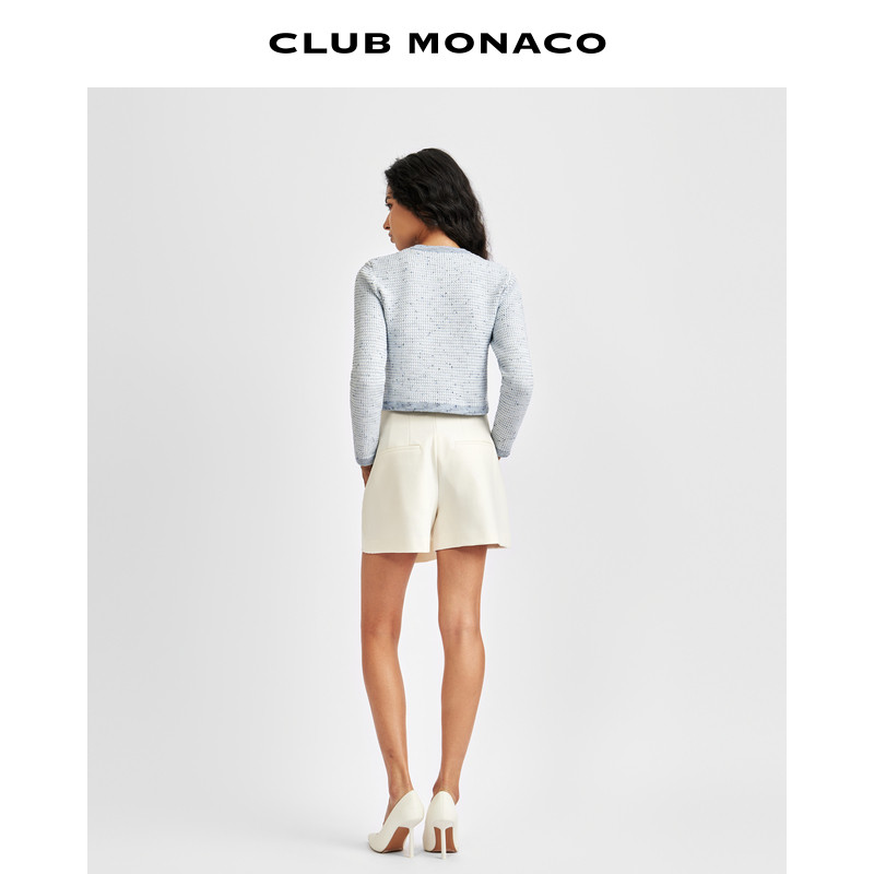 CLUB MONACO女装职场小香风立体剪裁拼色花呢短外套,淘宝优惠券,粉丝福利购,淘宝优惠卷