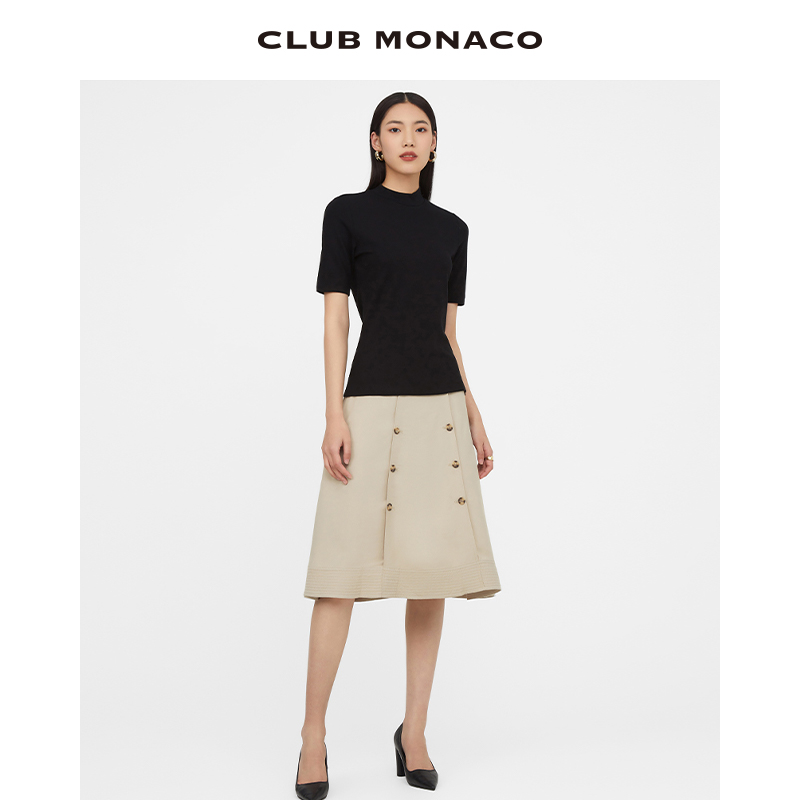 CLUB MONACO女装简约修身显瘦气质舒适正肩短袖T恤-图0