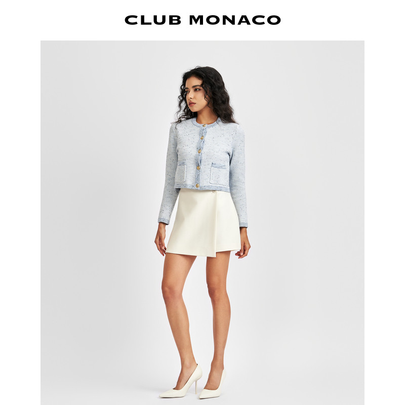 CLUB MONACO女装职场小香风立体剪裁拼色花呢短外套,淘宝优惠券,粉丝福利购,淘宝优惠卷