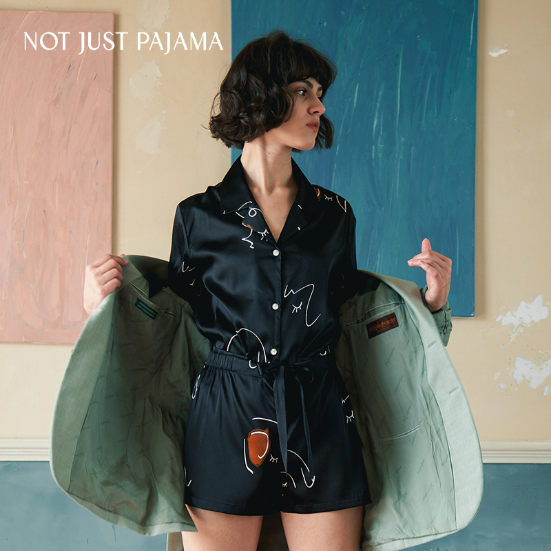 Not Just Pajama The Dream 22姆米真丝睡衣女短款印花家居服套装-图3