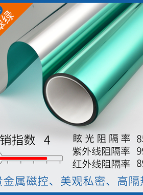 简一防晒蓝色绿色反光玻璃贴膜