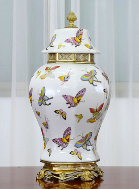 工艺陶瓷欧式风玄关高档将军罐