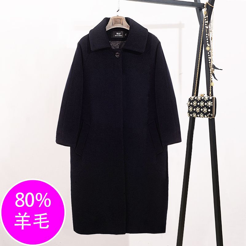 冬季羊毛呢子大衣小个子女装加厚赫本风中长款过膝毛呢大码外套女 - 图2