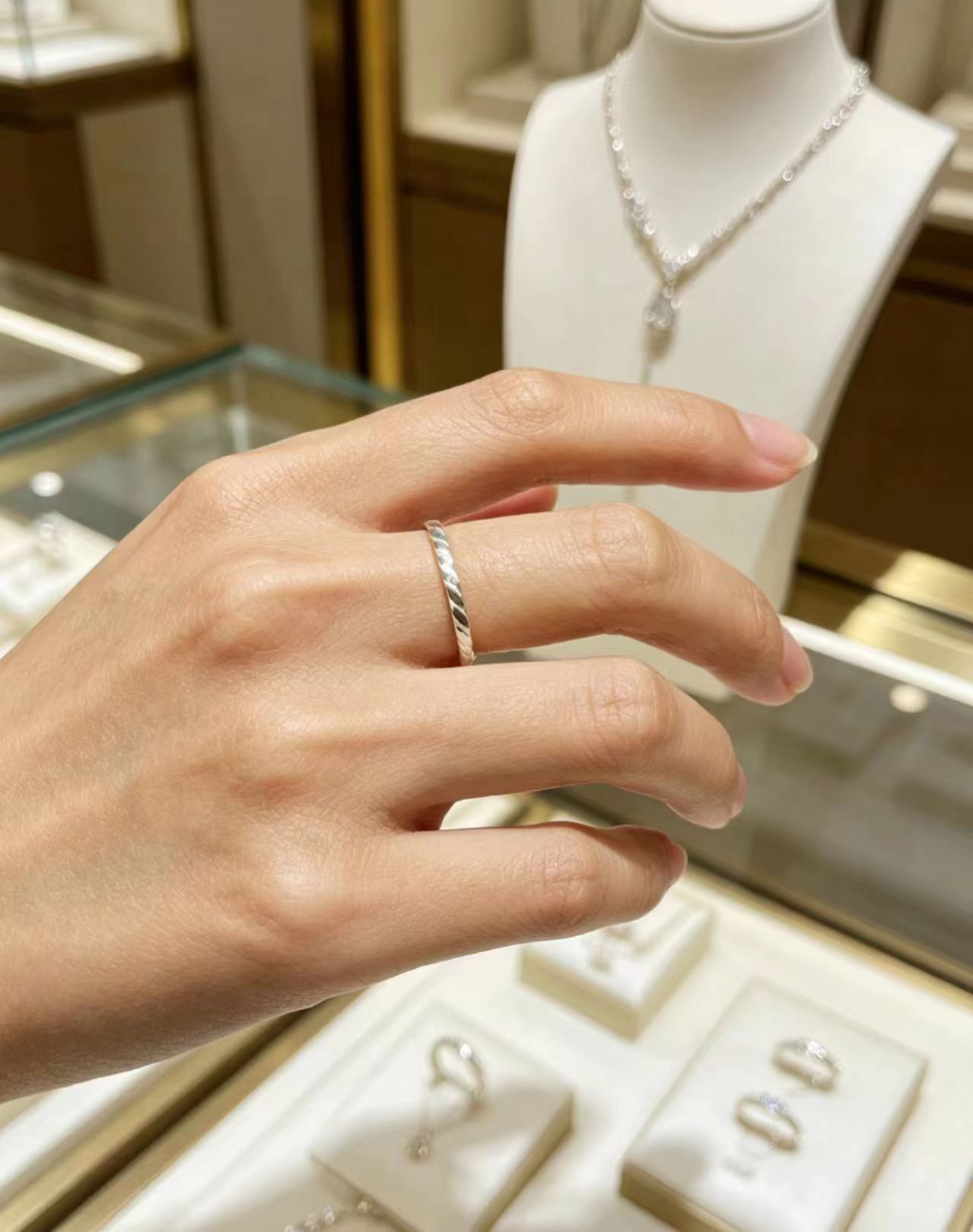 999 sterling silver ultra-fine flat handmade twist ring for women Korean style trendy personalized ring ring limited edition