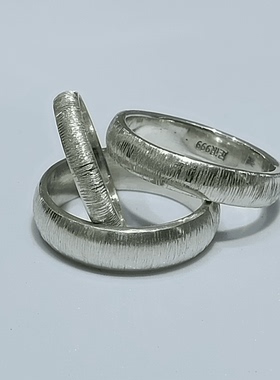 999足银戒指掐丝裹面拉丝情侣对戒新品小众设计百搭线条指环