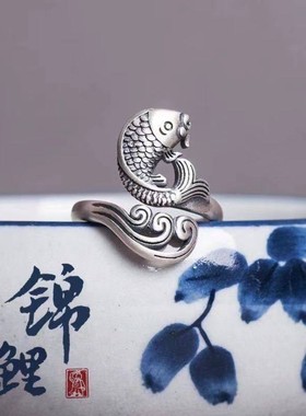 招财转运复古宫廷做旧女款开口戒指女士个性古典小众食指S925纯银