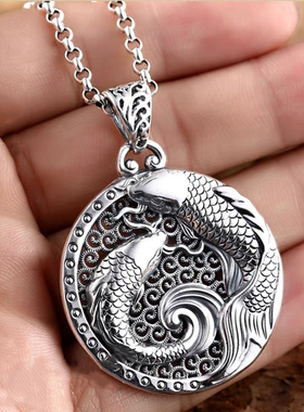 男女款纯银如鱼得水吊坠项链