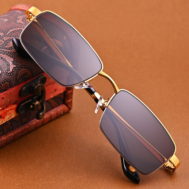 正品天然水晶石头镜半框商务纯钛架茶色镜太阳镜清凉养目开车墨镜,淘宝优惠券,粉丝福利购,淘宝优惠卷