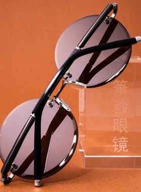 东海水晶石眼镜茶色圆形复古清凉