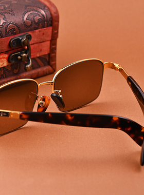 复古茶色中老年男士凉半框太阳镜