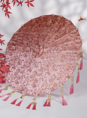 结婚红伞新娘手工diy材料包婚伞出嫁伞出阁复古婚庆婚礼成品喜伞