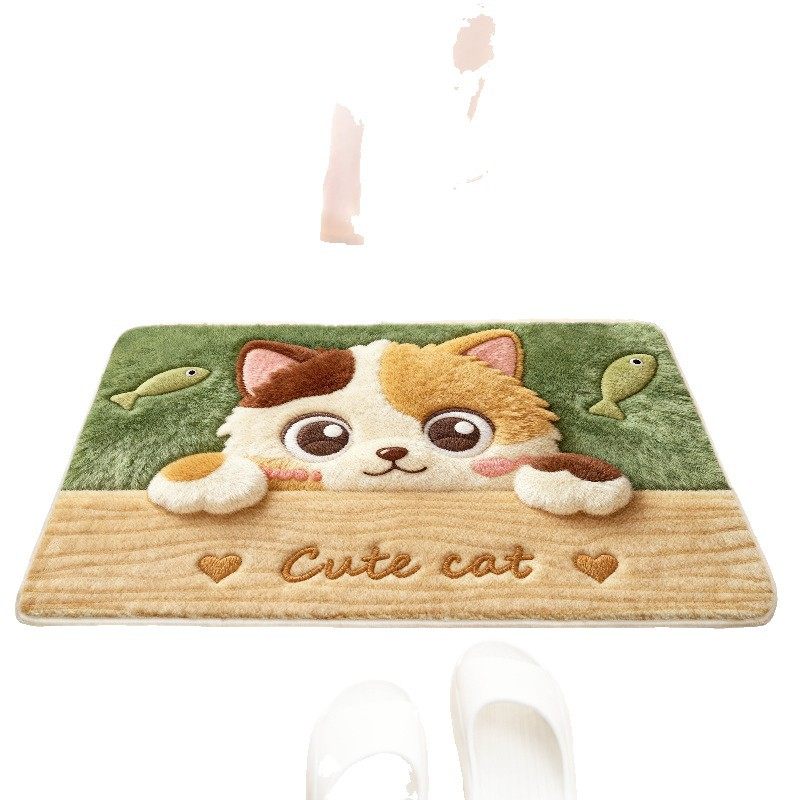 卡通新款仿羊绒裁剪手洗防滑耐脏卫生间吸水地垫家用床边温馨脚垫,淘宝优惠券,粉丝福利购,淘宝优惠卷