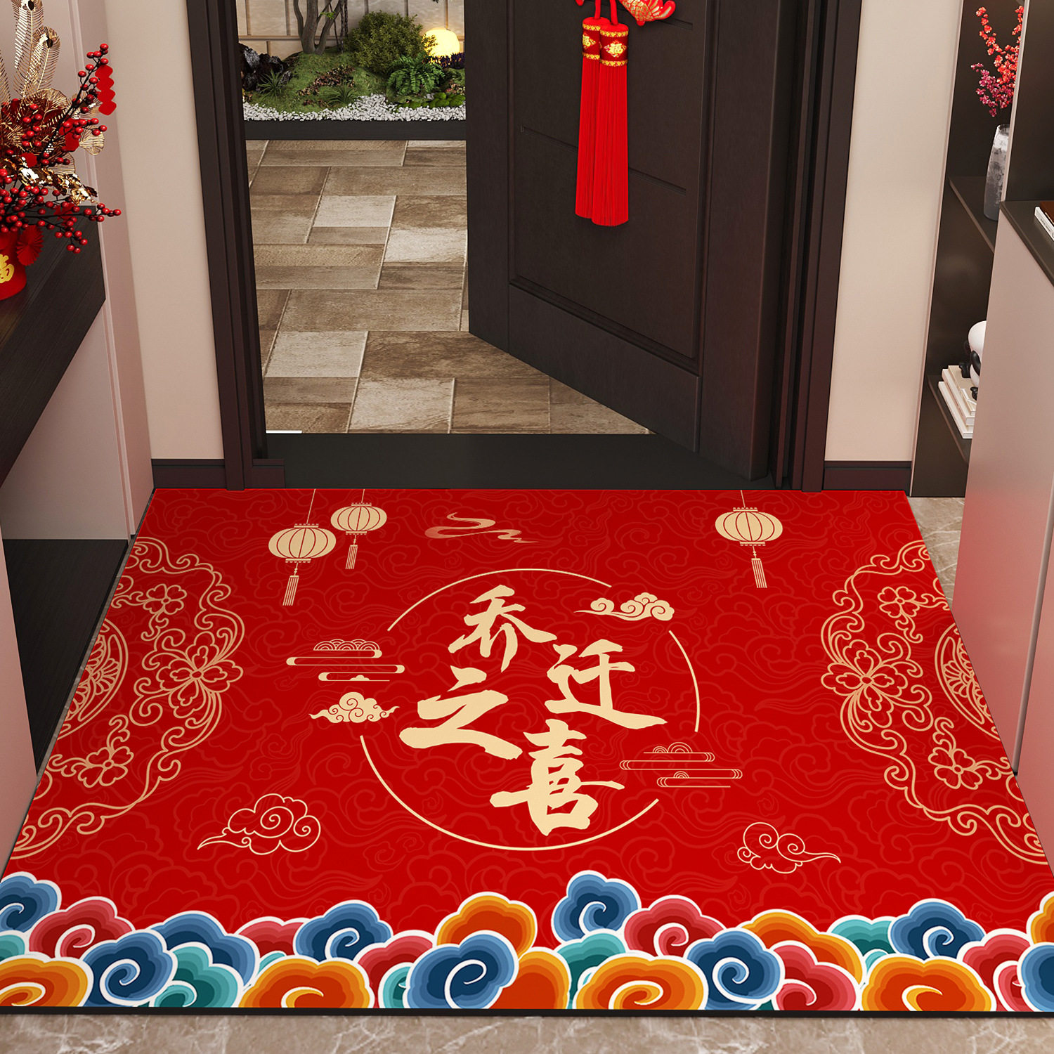 地垫家用防滑脚垫硅藻泥入户门红色2026新年进门乔迁之喜耐脏地毯,淘宝优惠券,粉丝福利购,淘宝优惠卷