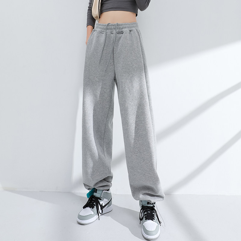 灰色春秋宽松美式束脚2021新款卫裤 苡苜休闲裤