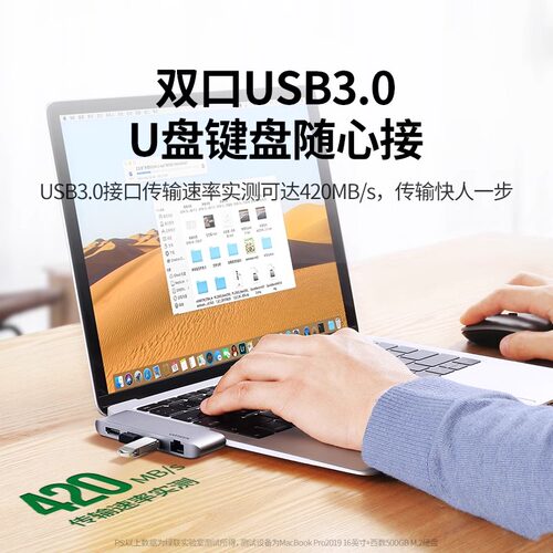 绿联拓展坞扩展USB分线器hub集线器扩展雷电3HDMI投屏网线转换器转接头电脑配件适用Typec接口笔记本电脑平板 - 图0