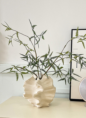 现代简约磨砂陶瓷花瓶装饰摆件高级感小众客厅民宿茶几桌面艺术品