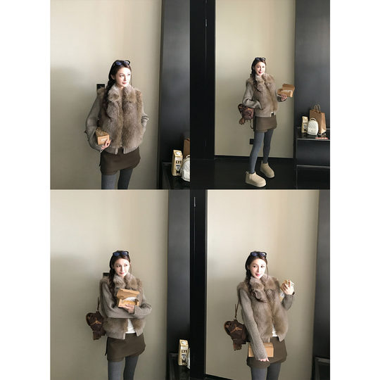 Eco-friendly fox fur imitation fur two-color dyed jacket