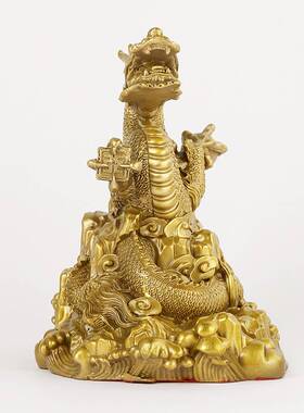 铜龙摆件盘龙黄铜工艺品装饰龙腾四海家居生肖青龙客厅五爪办公室