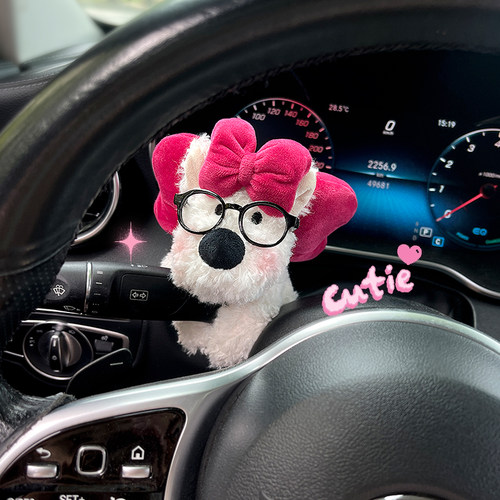 汽车怀挡装饰转向灯雨刮器车载毛绒公仔玩偶车内饰品摆件新车礼物 - 图0