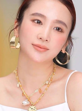 张悦儿同款欧美个性光面C圈耳环