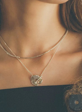 松本惠奈银色多种戴法OT扣项链