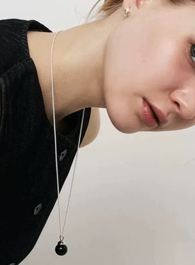 简约高级感黑玛瑙小灯泡项链女