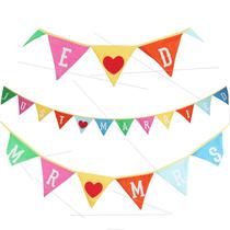 Source hanging flag triangle WEDOMRMRSJUSTMARRIED Western-style wedding Laspend party Bstrings flags