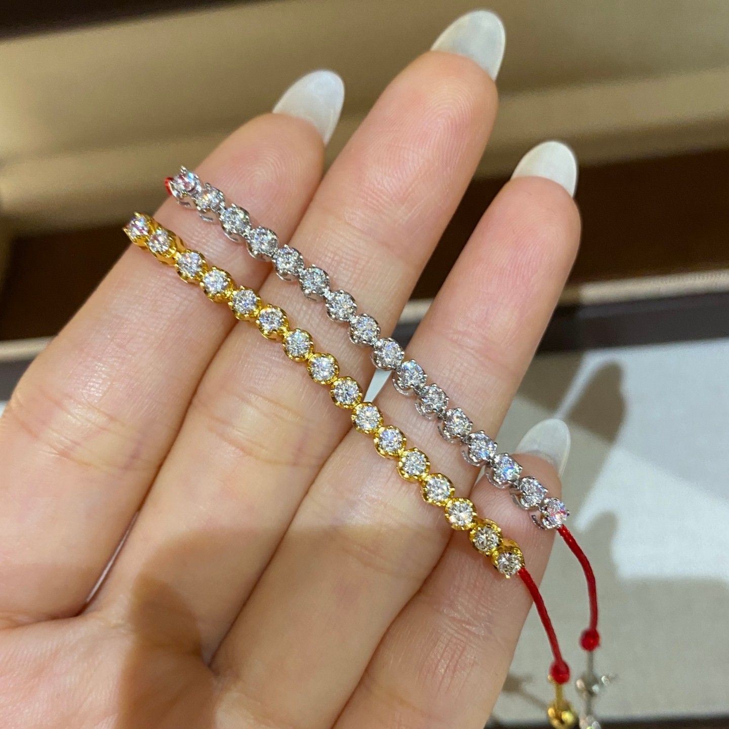 6分钻网球排钻半钻红绳手链女925银镀金本命年新年手绳送闺蜜叠戴,淘宝优惠券,粉丝福利购,淘宝优惠卷