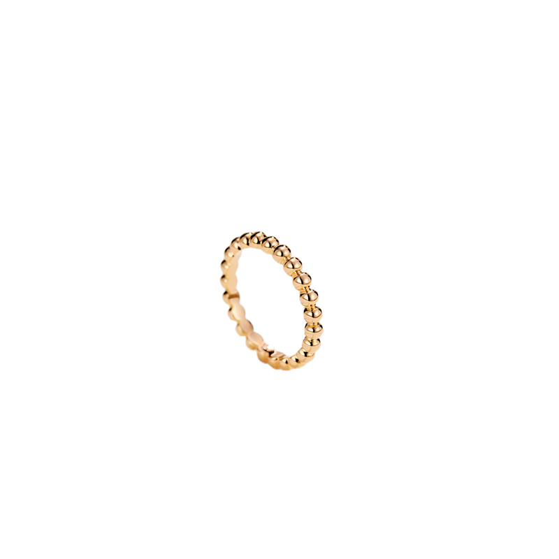 简单两枚叠戴款2.4mm中宽版本小珠珠戒指女925纯银镀18K玫瑰金1咪 - 图3