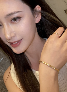 古法手工拉丝竹节手镯女925纯银