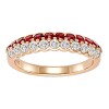 Double row half set ruby two color row diamond ring 925