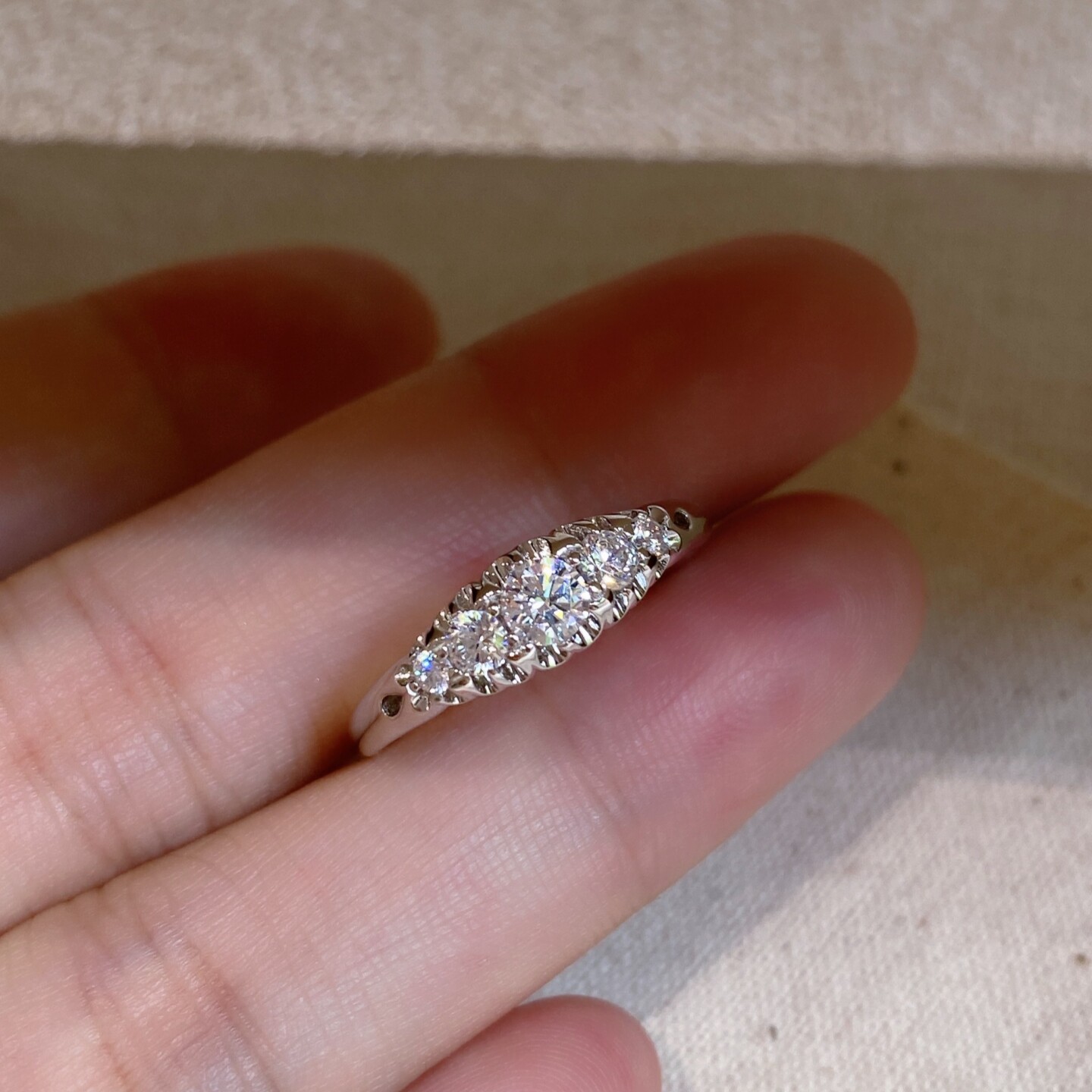 Antique style five stone diamond ring tail ring 925 silver