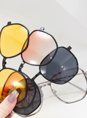 方框套镜一镜两用近视眼镜显脸小