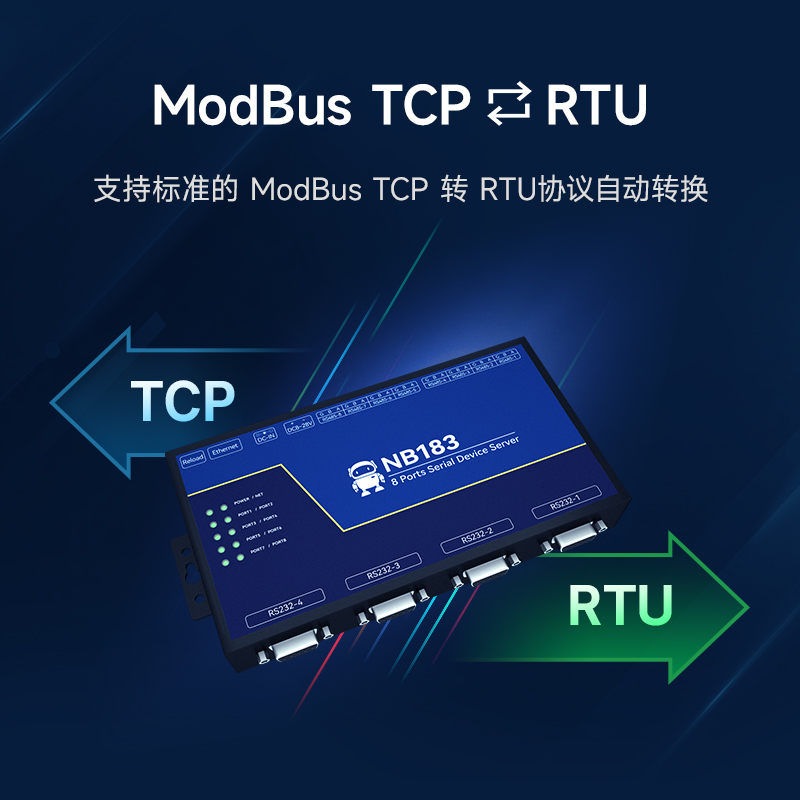 RS485/232串口转以太网8路串口服务器多路MODBUS网关隔离型TCP转RTU注册包心跳包物联网协议上位机AT指令-图0