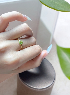 天然橄榄石戒指满火彩高净度国标