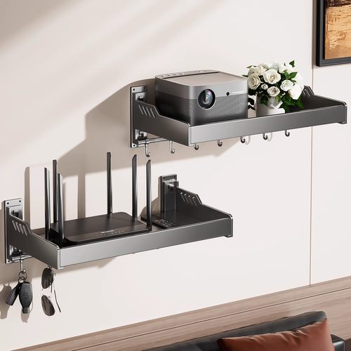 投影仪支架壁挂置物架墙上免打孔机顶盒托架固定路由器收纳放置架 - 图3