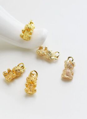 18k包金保色沙金哑光麒麟貔貅通孔手链配件招财diy手串饰品配件