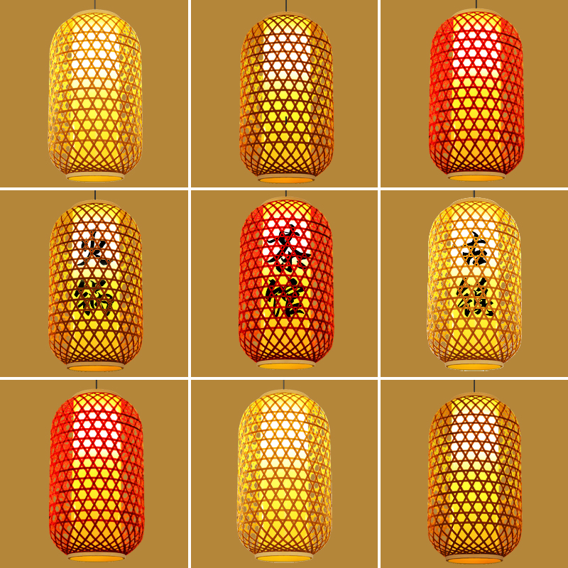 中式竹编灯笼新款2025吊灯火锅店印字古风编织竹子灯罩户外防晒 - 图1