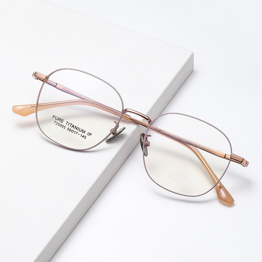 Pure titanium large frame glasses rose gold discoloration