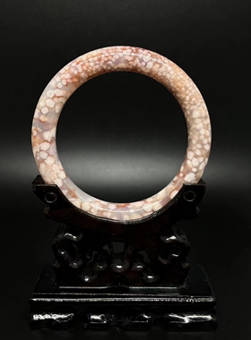 独特花卉图案樱花玛瑙手镯女