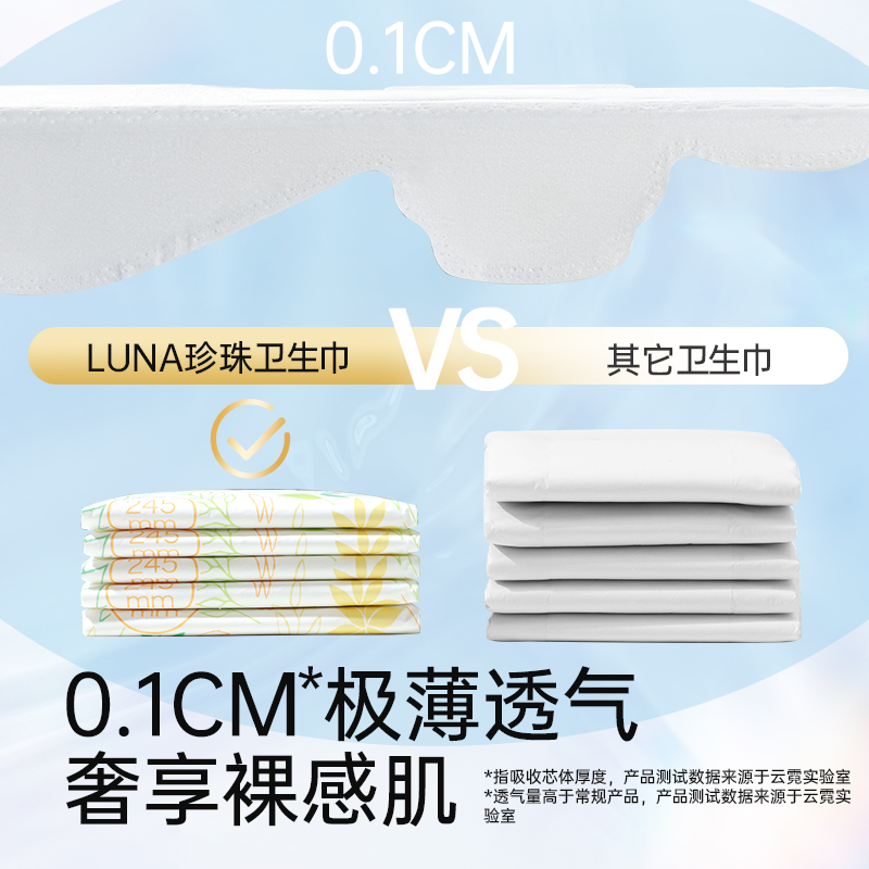 碧芭宝贝云霓LUNA抑菌加长夜用卫生巾超薄防漏姨妈巾350mm18片